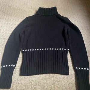 INC black turtleneck with white designs at wrist and waist size M EUC!
